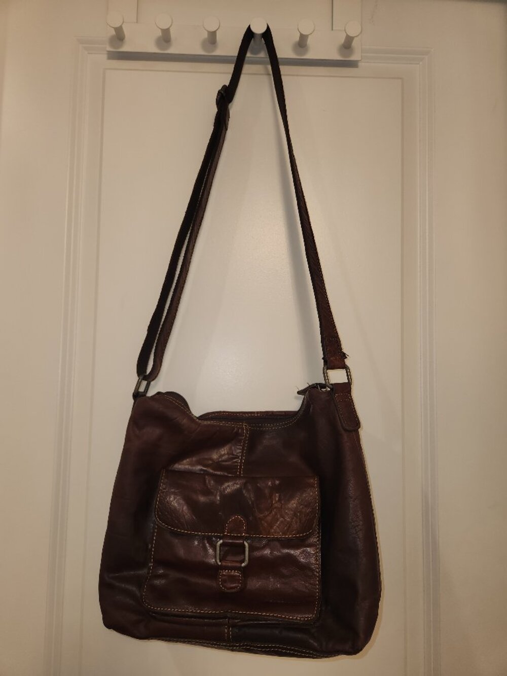 Jack Georges Dark Brown Leather Crossbody Bag (Unisex)